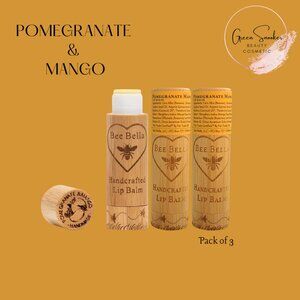 Bee Bella, Pomegranate & Mango Lip Balm, Pack of 3